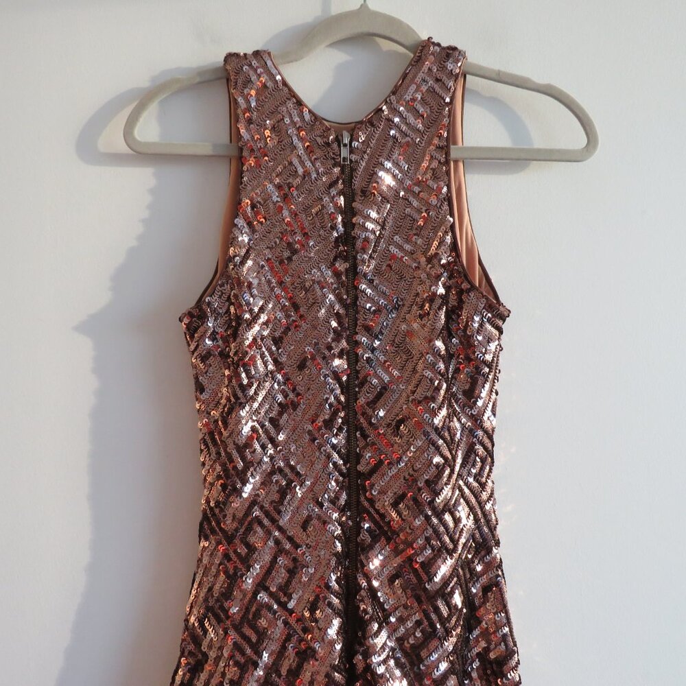 DRESS THE POPULATION Mia Bronze Sequin Mini Fit and Flare Dress - Size S - Picture 10 of 16